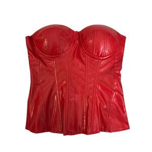 Charlotte Russe Bustier Top Womens Small Red Faux Leather Strapless Corset NWT